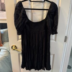 Aritzia Wilfred Black Puff Sleeve Dress